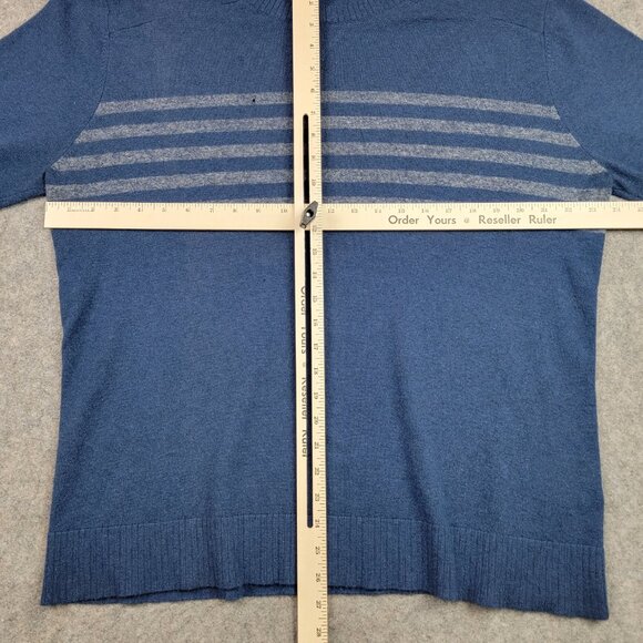 Smartwool Striped Crewneck Sweater Mens Large Blue Nylon Merino Wool - Picture 11 of 13